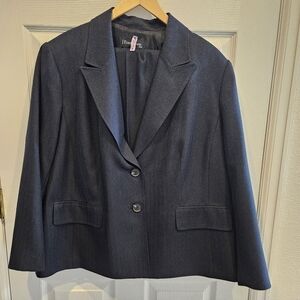 Evan Picone Navy Herringbone Women's Plus Size 24W Suit